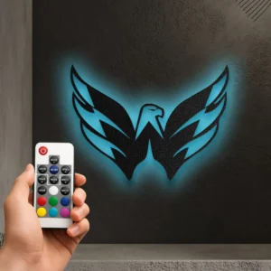 Washington Capitals Metal Logo Sign, Iconic NHL Hockey Art, LED Game Room Decor, Ultimate Fan Gift