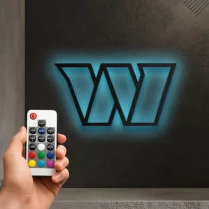 Washington Metal Wall Decor, Modern 'W' Emblem, Dynamic LED Display, Ultimate Sports Fan Gift