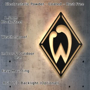 Werder Bremen Metal Logo Art, Iconic Bundesliga Decor, LED Game Room Sign, Football Fan Gift