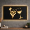 Oversized rustic metal wall art featuring wine grapes and a glass design.