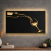 Large wine pour metal wall art with a sleek black finish.