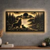 Large Wolf Family Forest Scene metal wall art with optional LED backlighting.