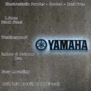 Yamaha Metal Logo Art, Dynamic Backlit Decor, RGB LED Garage Sign, Motorcycle Fan Gift