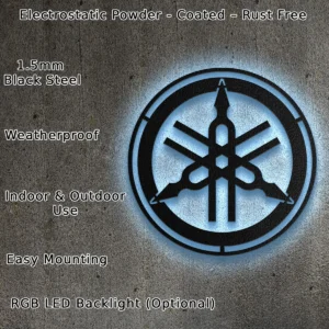 Yamaha Metal Logo, Iconic Motorcycle Art, RGB LED Garage Sign, Biker Gift