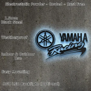 Yamaha Racing Metal Logo, Dynamic Motorsport Wall Art, RGB LED Garage Sign, Biker Enthusiast Gift