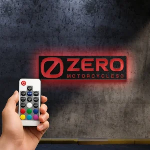 Zero Motorcycles Metal Logo, Electric Bike Wall Art, RGB LED Garage Sign, Rider Enthusiast Gift