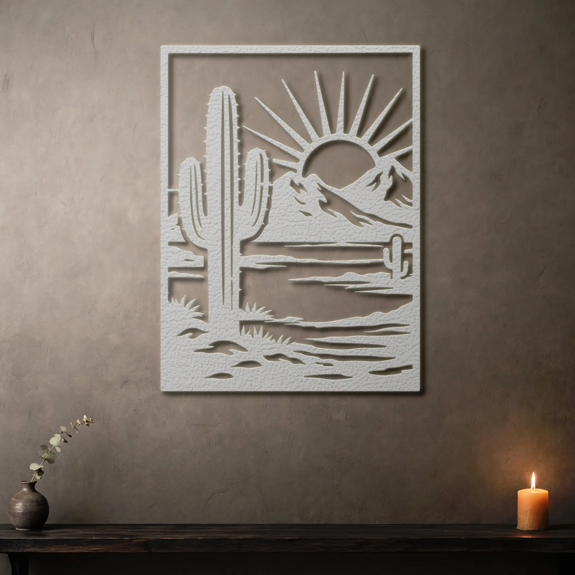 04127webp Steel Craft Art Side angle of the large rustic metal sign demonstrating the 15cm floating effect off the wall